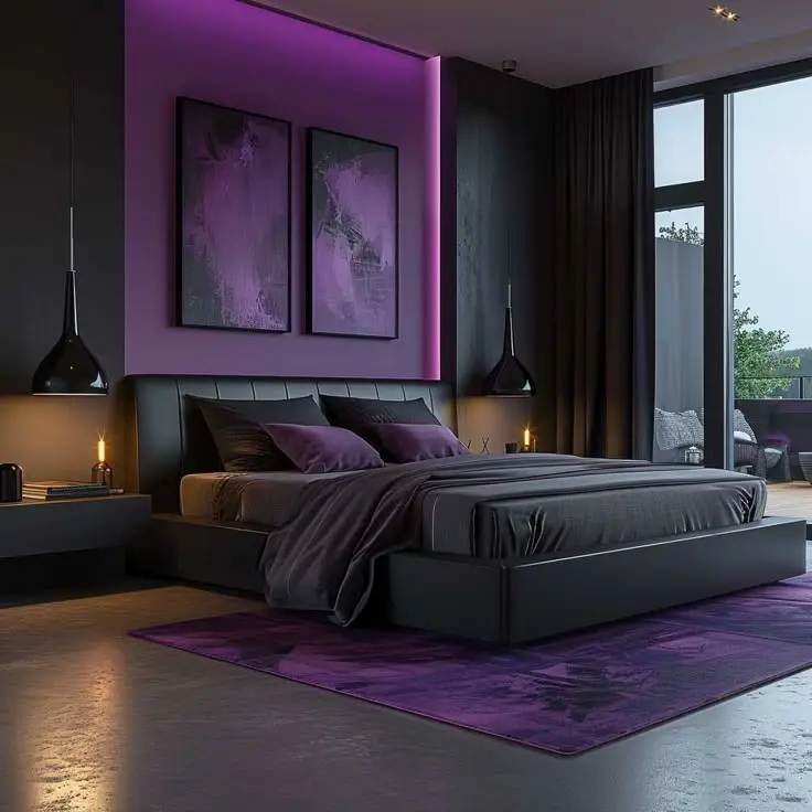 2. Balance Purple with Neutral Tones for a Refined Look (Purple Bedroom Interior Design)