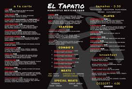 El Tapatio Menu